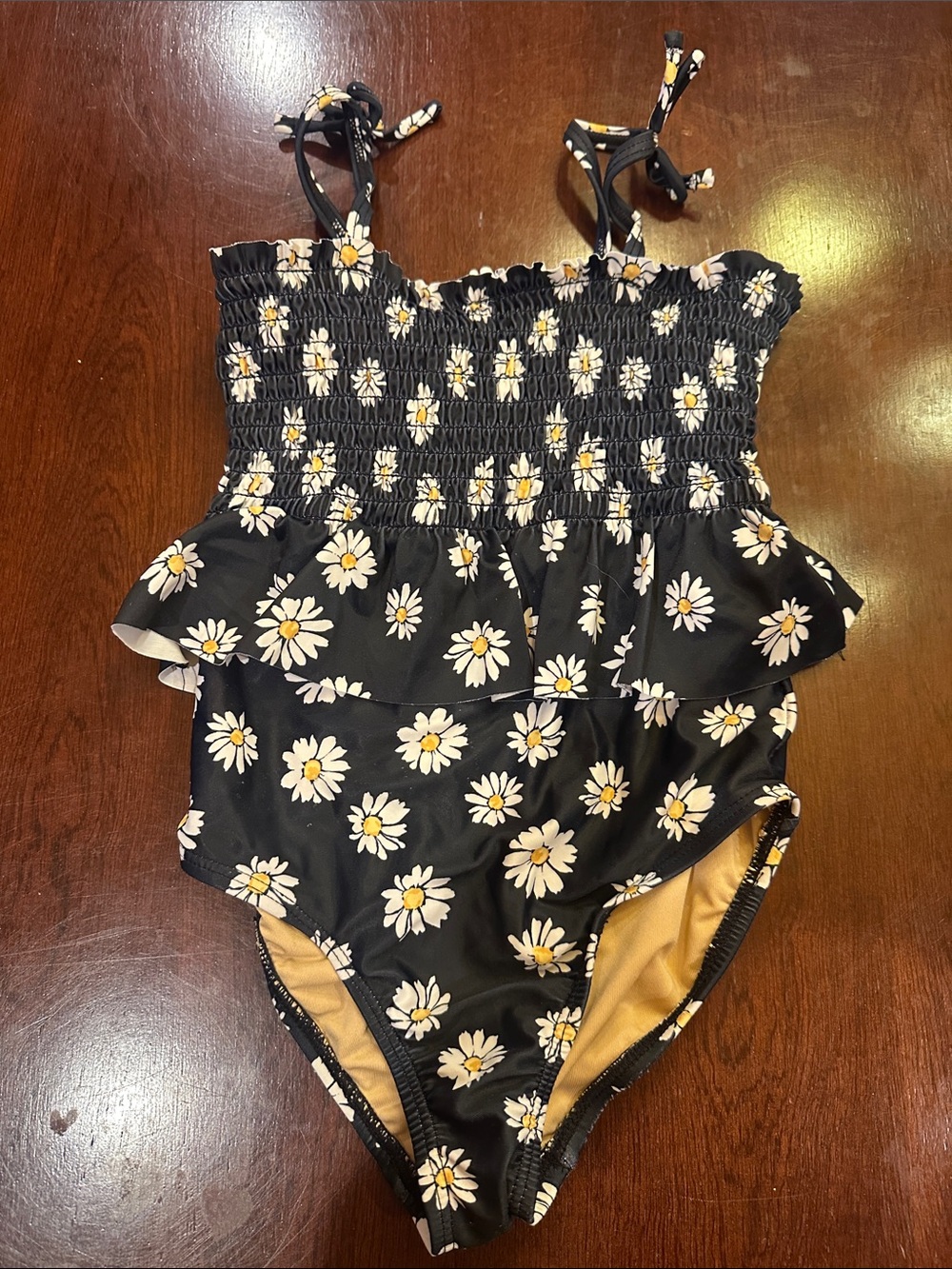 Old Navy Black Daisy One-Piece Swimsuit for Kids